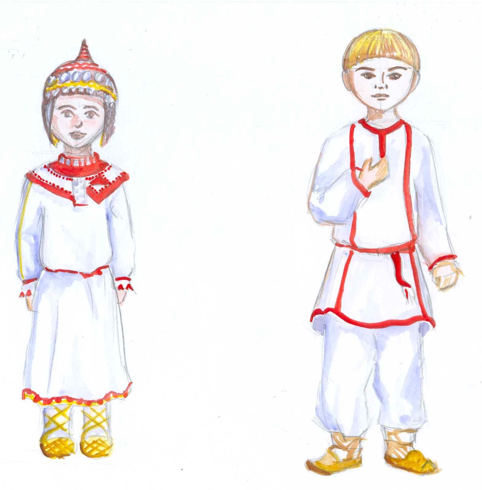 Coloring book outstanding Chuvash costume