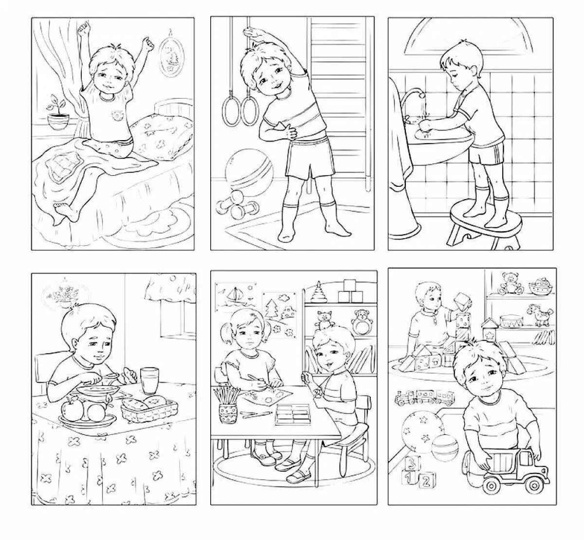 Charming time of day coloring book