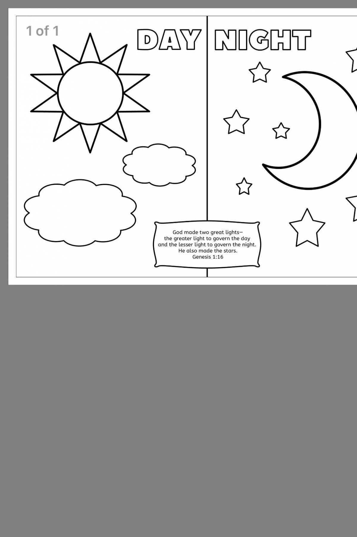 Glitter time of day coloring book