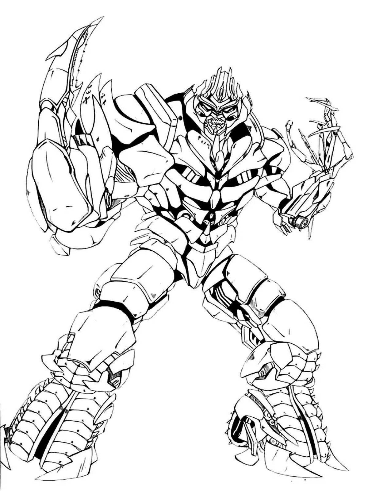 Colorfully designed megatron coloring page