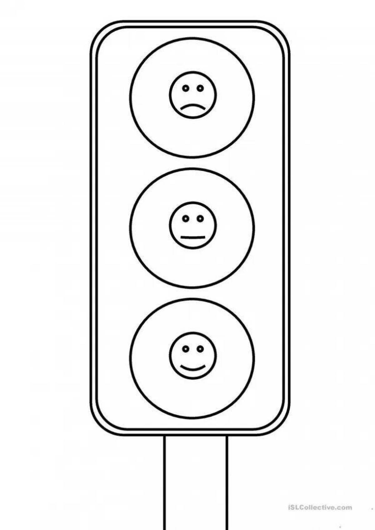 Animated drawing of a traffic light