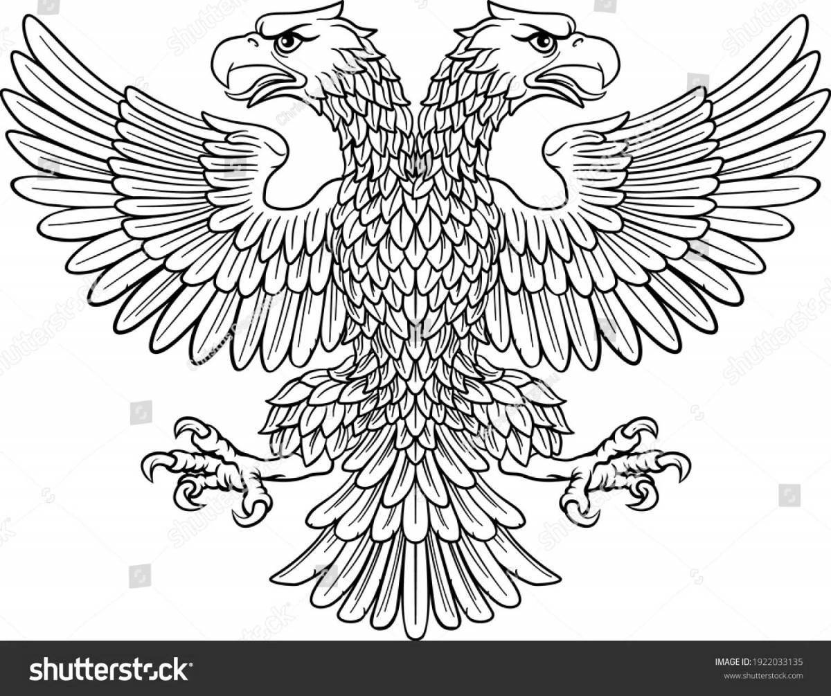 Coloring book pompous double-headed eagle