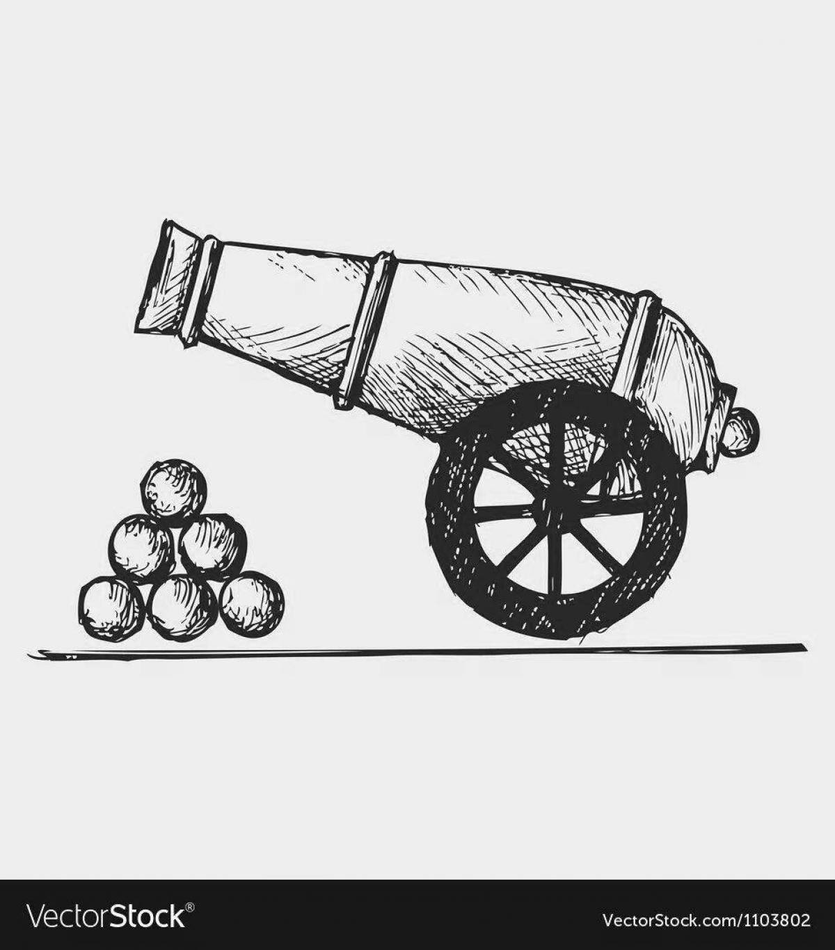 Tsar cannon coloring page with ornaments