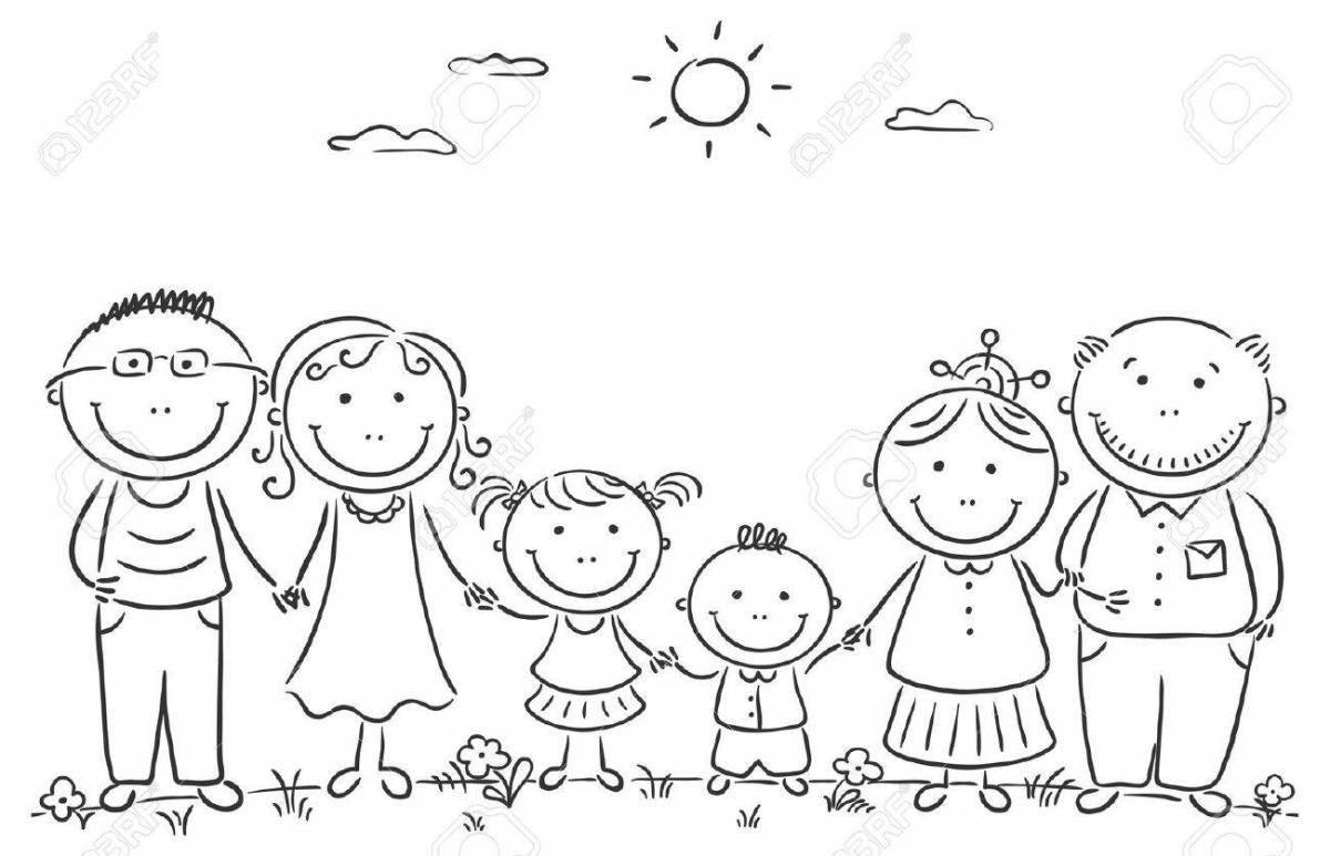 Bright family coloring book