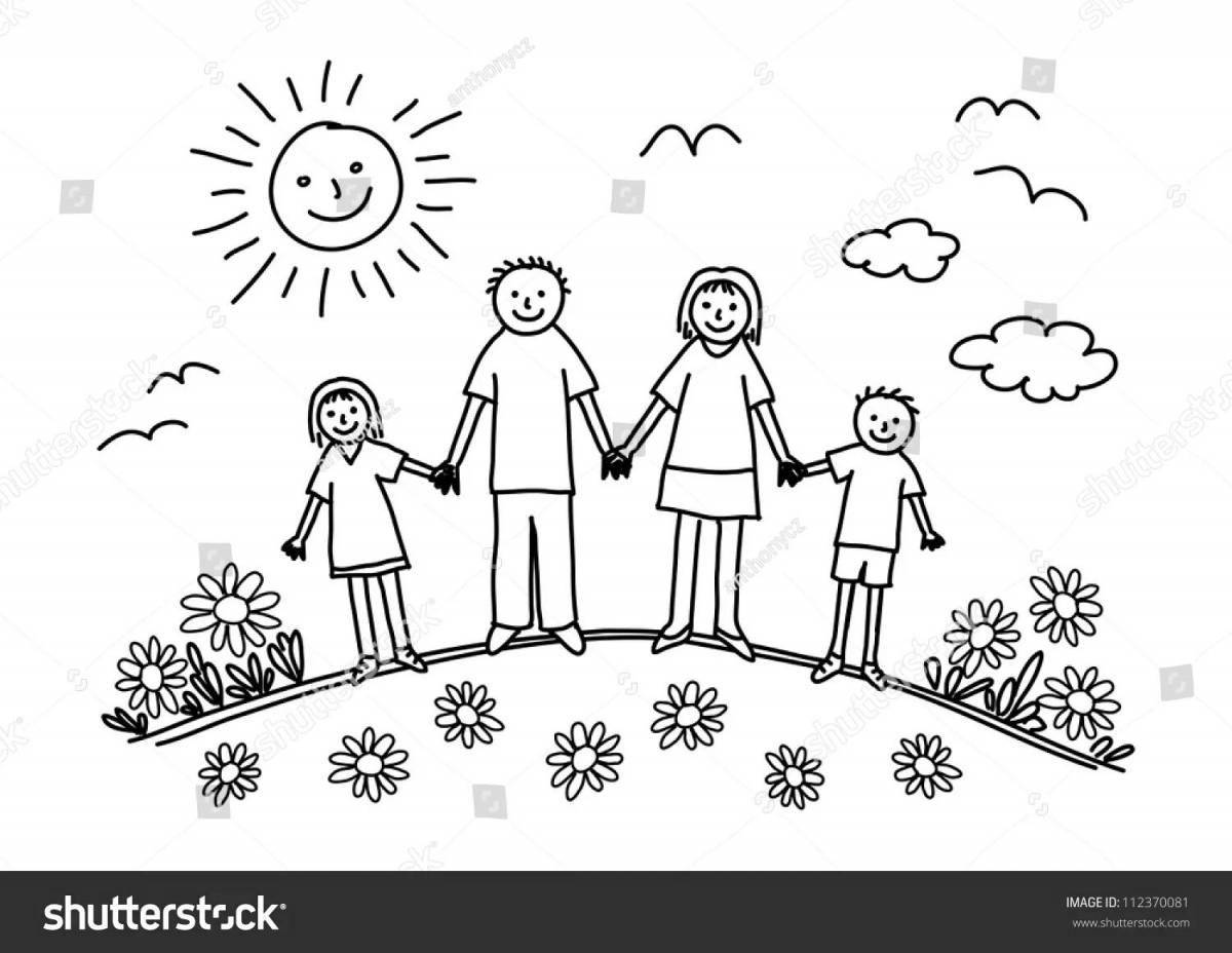 Smiling family coloring book