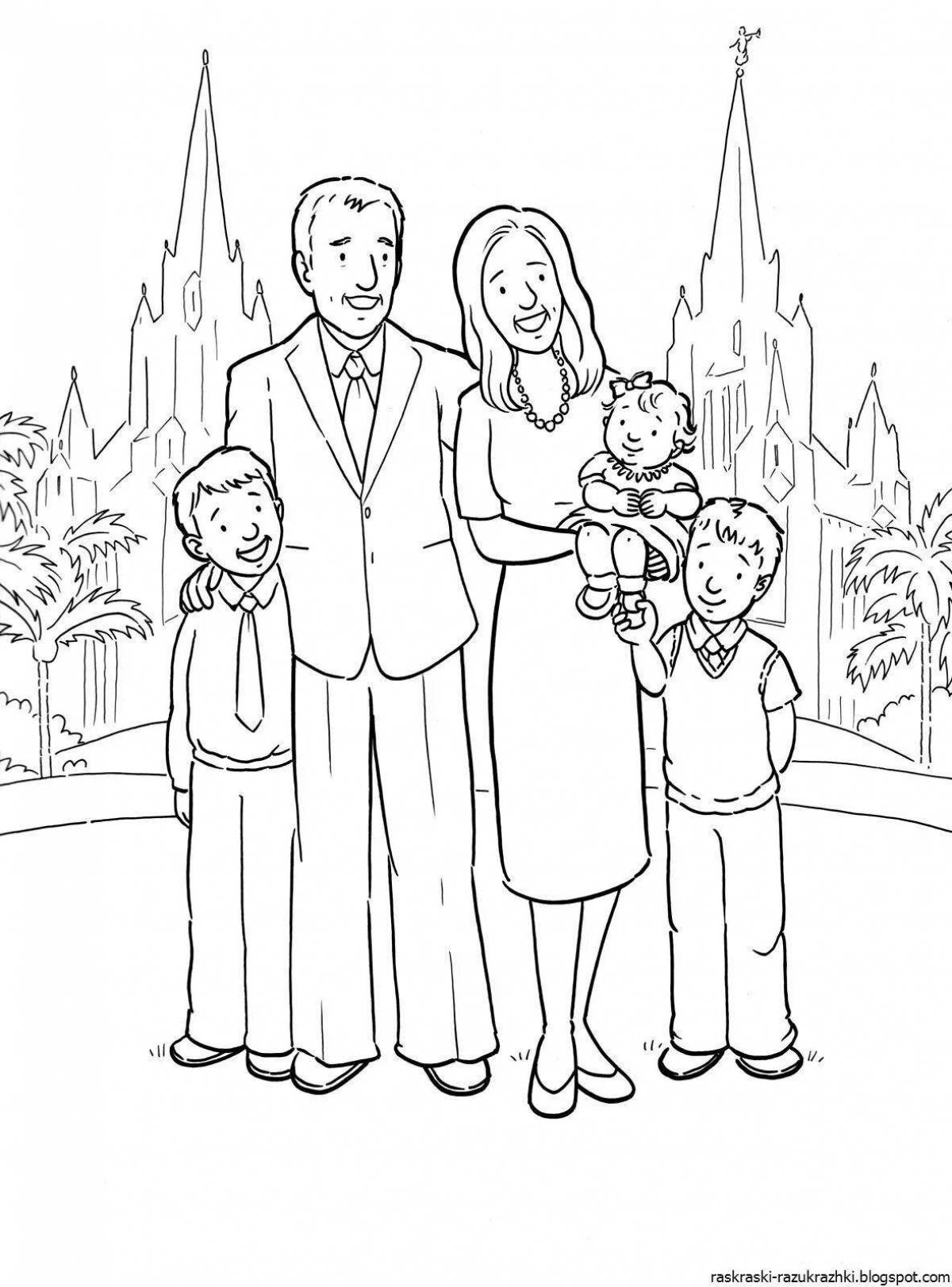 Coloring page happy family