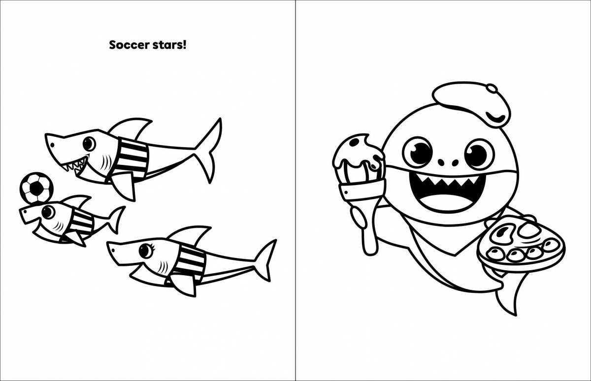 Majestic shark family coloring page