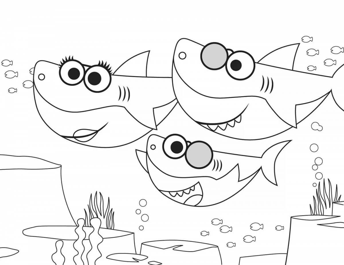 Impressive shark family coloring page