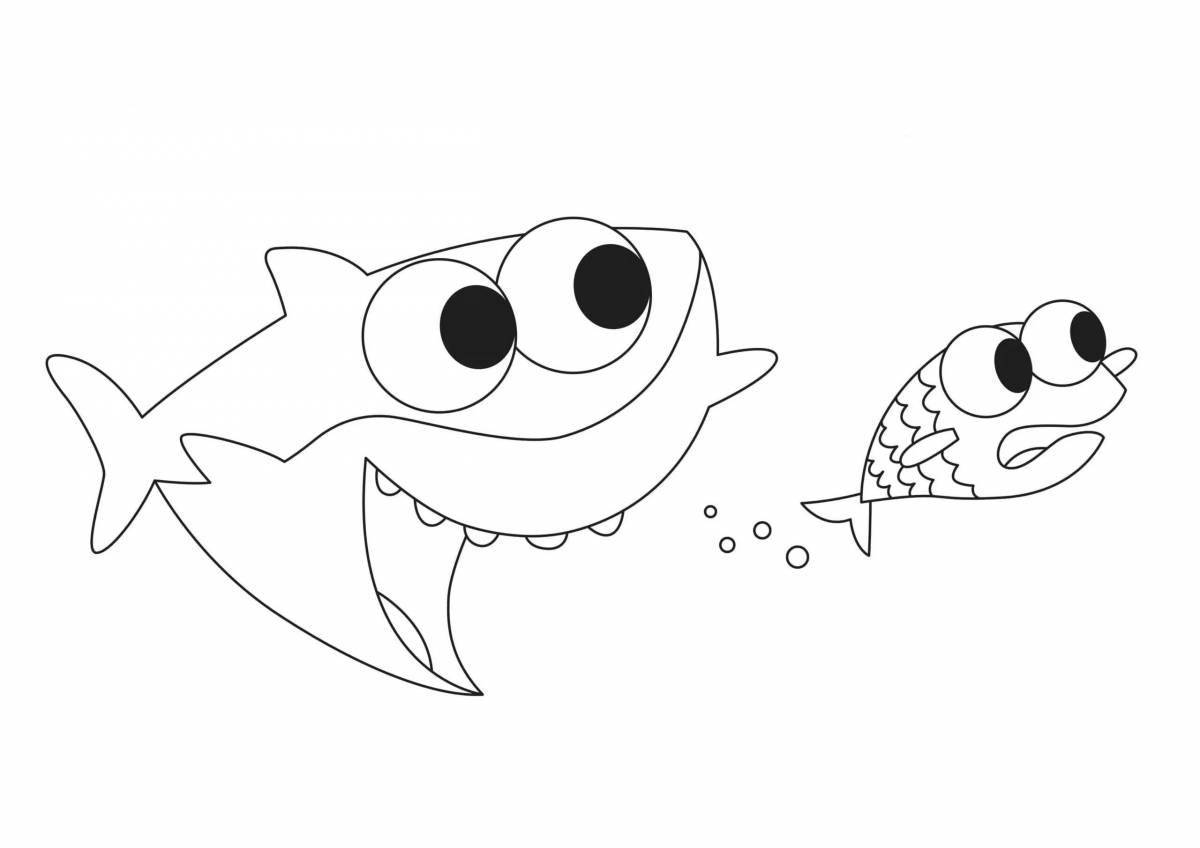 Fabulous shark family coloring page