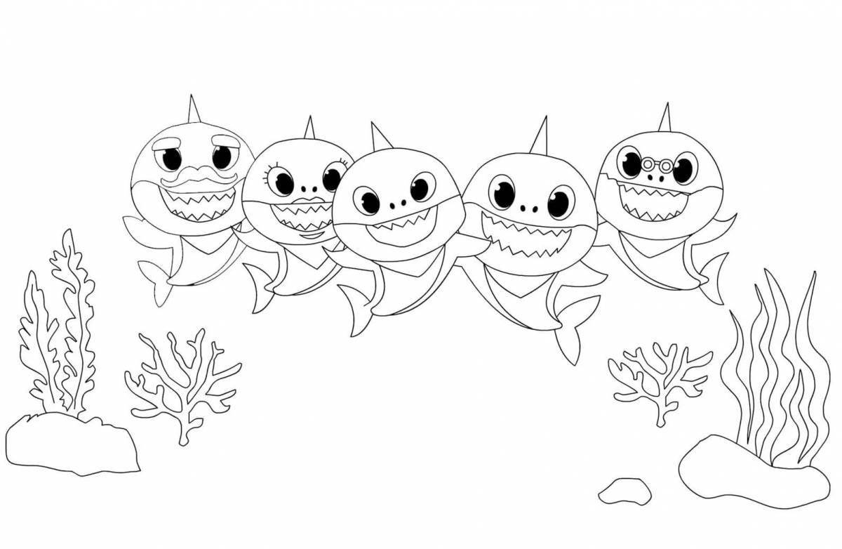 Coloring book outstanding family of sharks