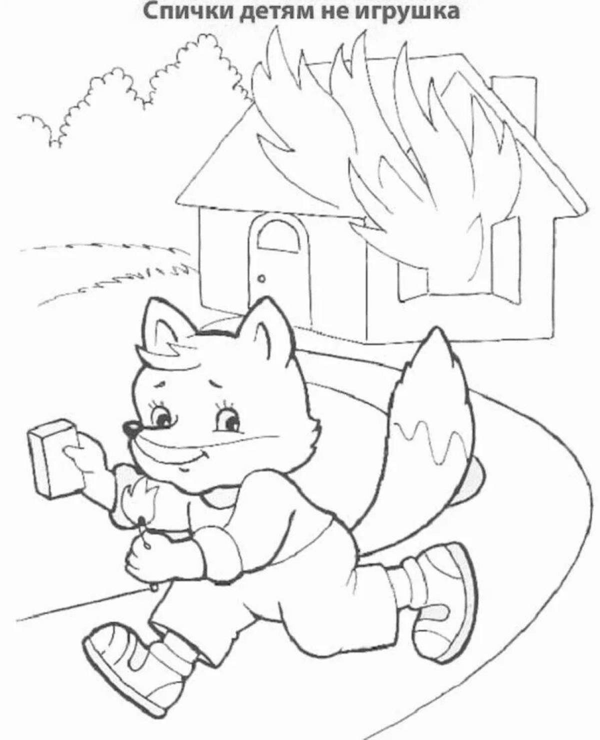 Colorful fire safety coloring page