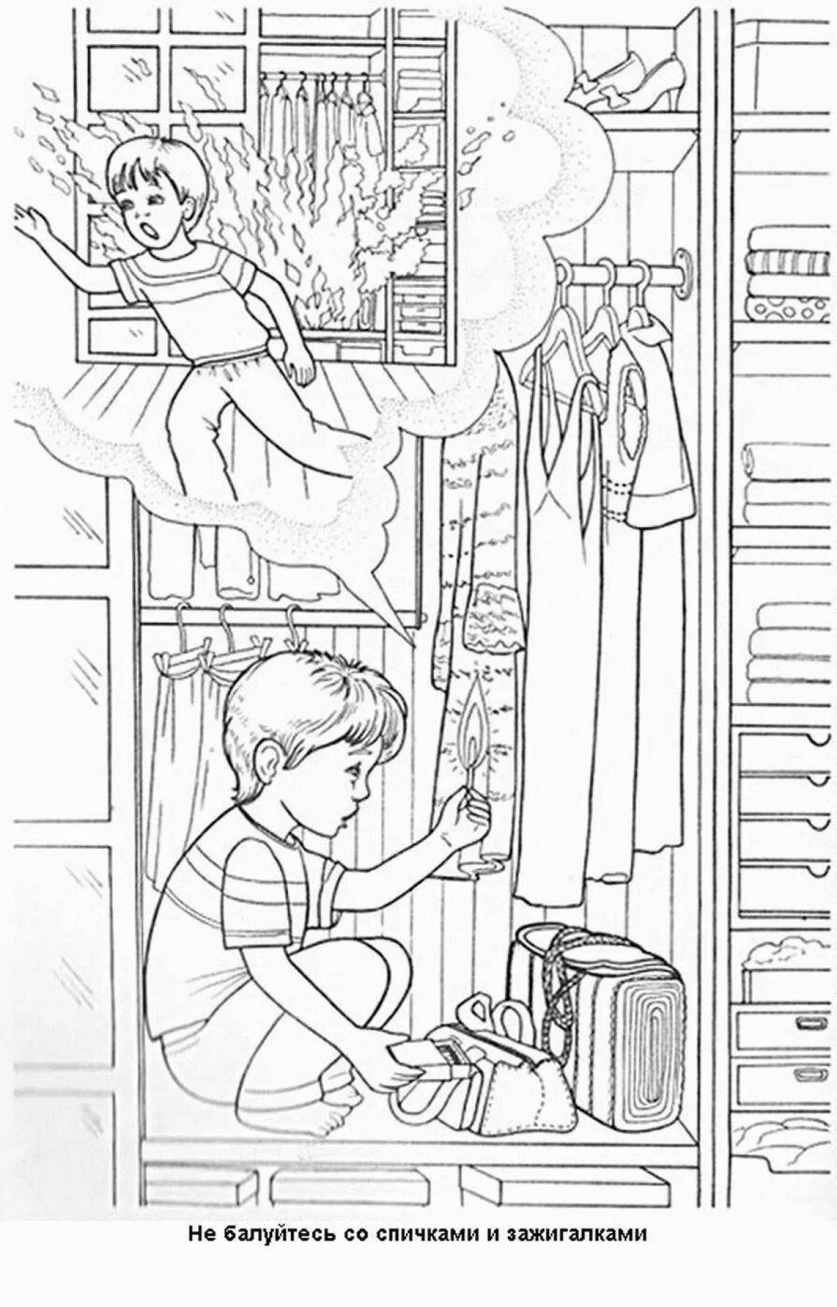 Funny fire safety coloring book