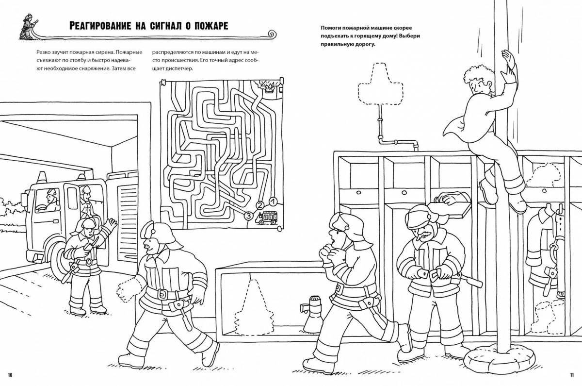 Cute fire safety coloring page