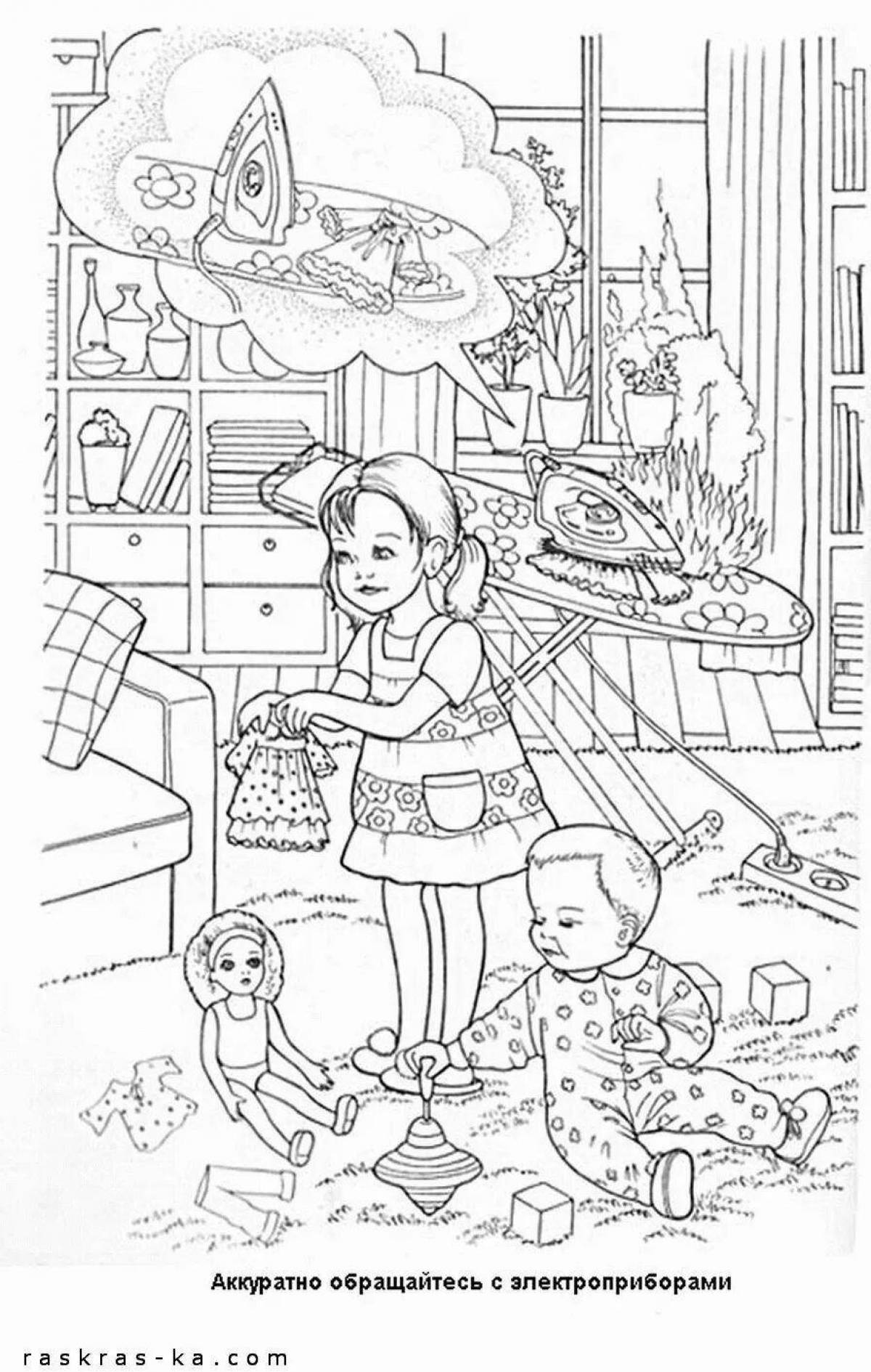 Comic fire safety coloring book