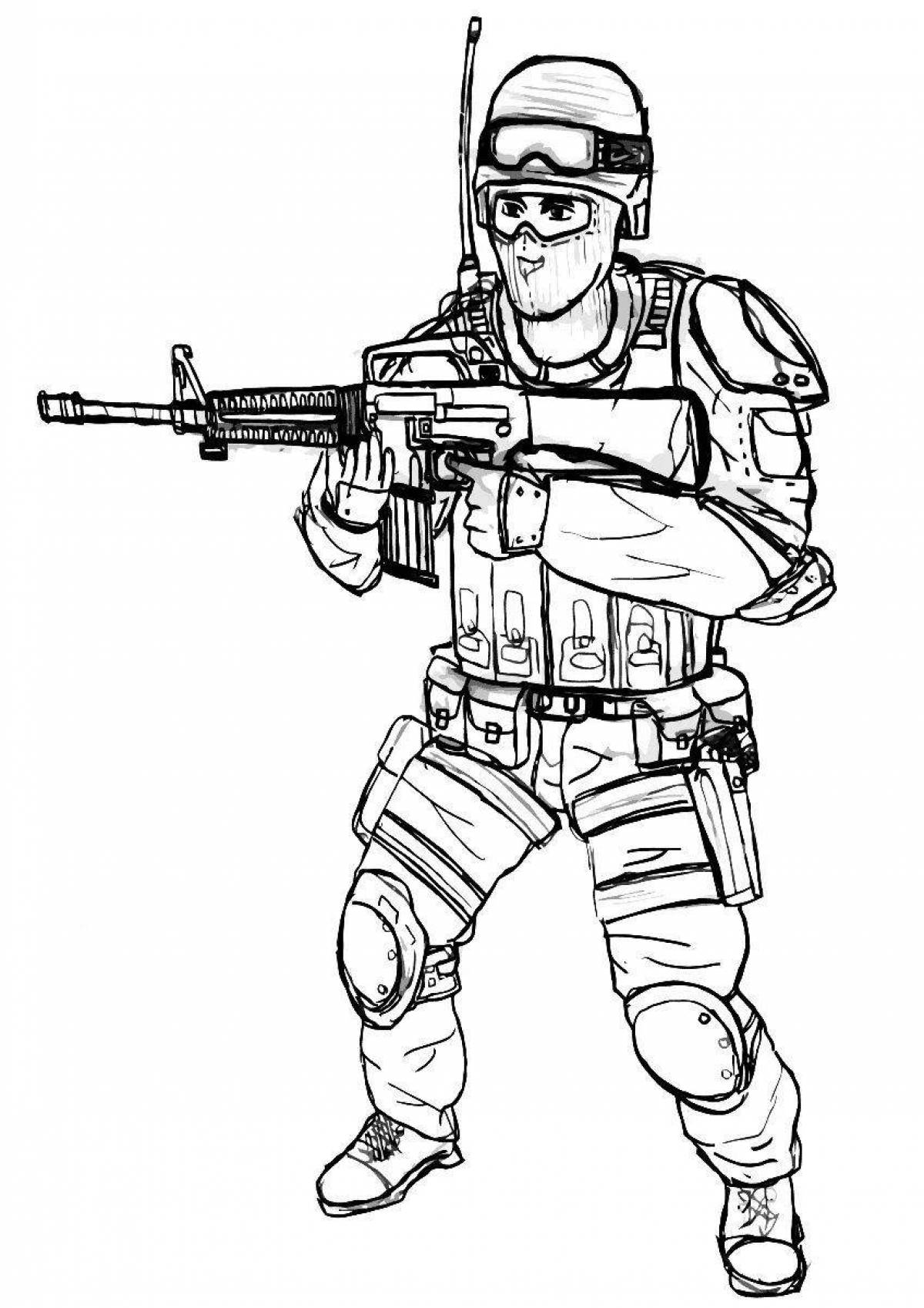 Resolute riot police coloring page