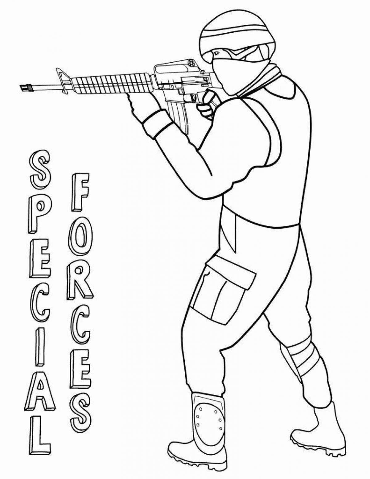 Powerful riot police coloring page