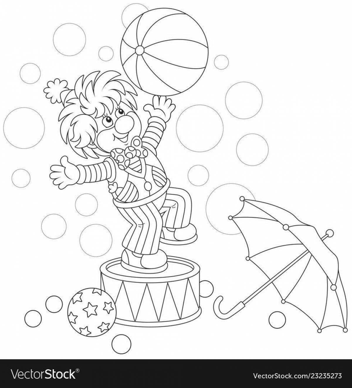 Animated circus kids coloring page