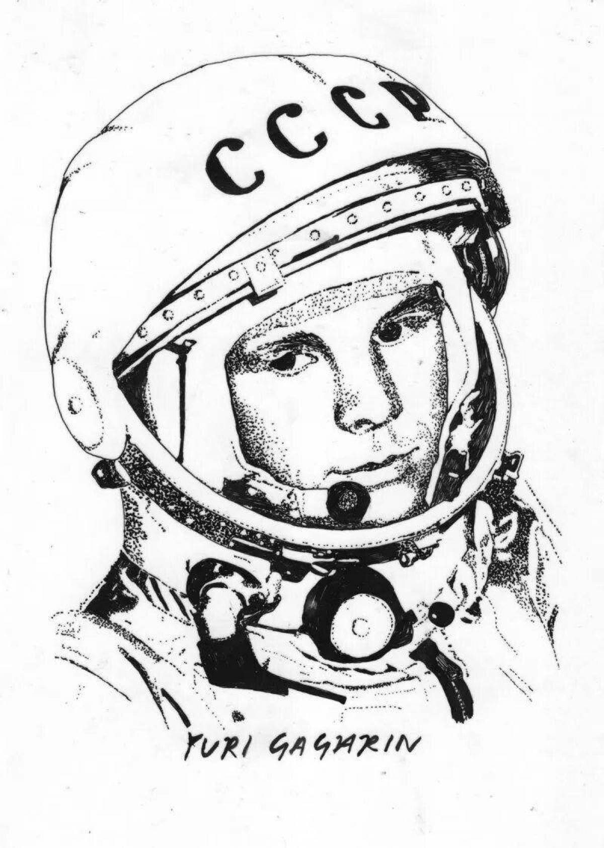 Coloring book joyful yuri gagarin