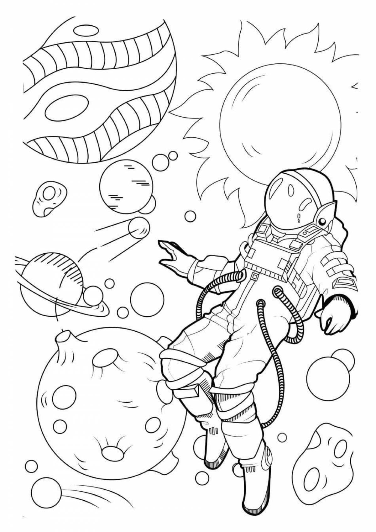 Coloring book playful yuri gagarin