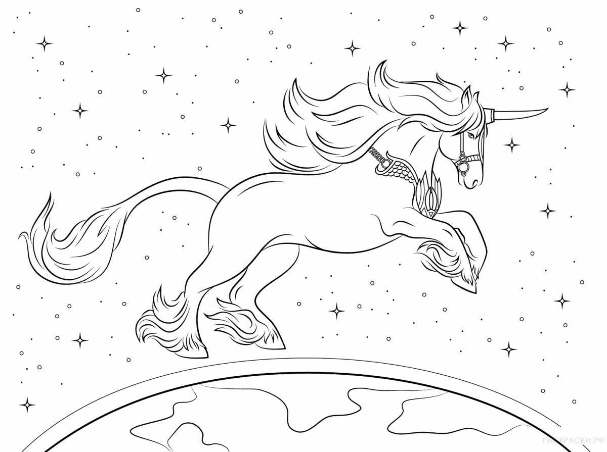 Majestic flying unicorns coloring page