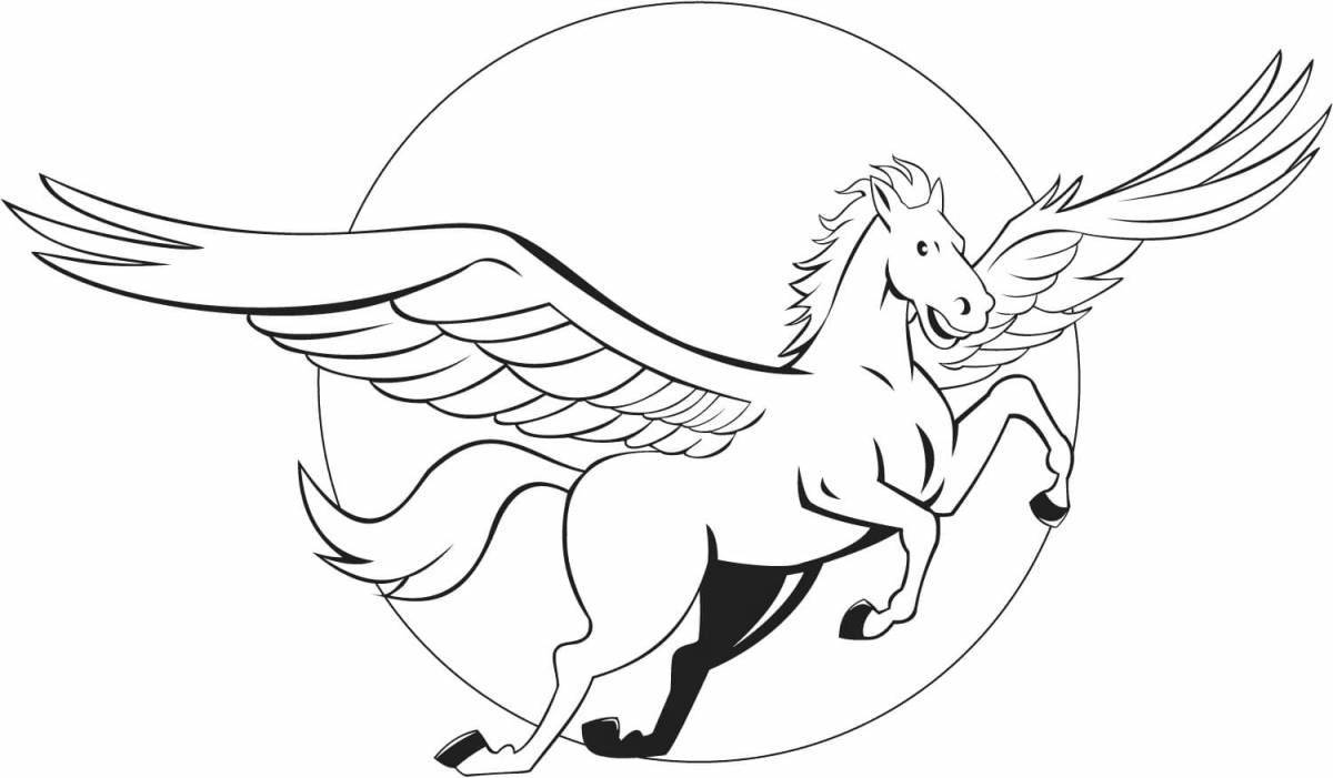 Coloring page nice flying unicorns