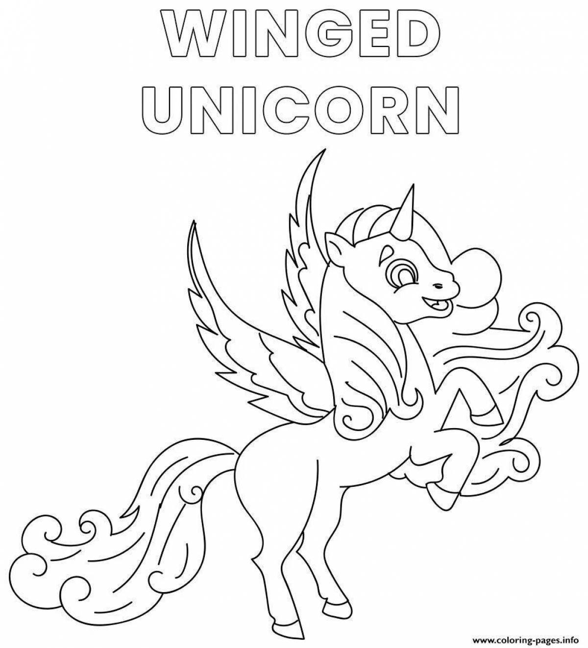 Adorable flying unicorns coloring page