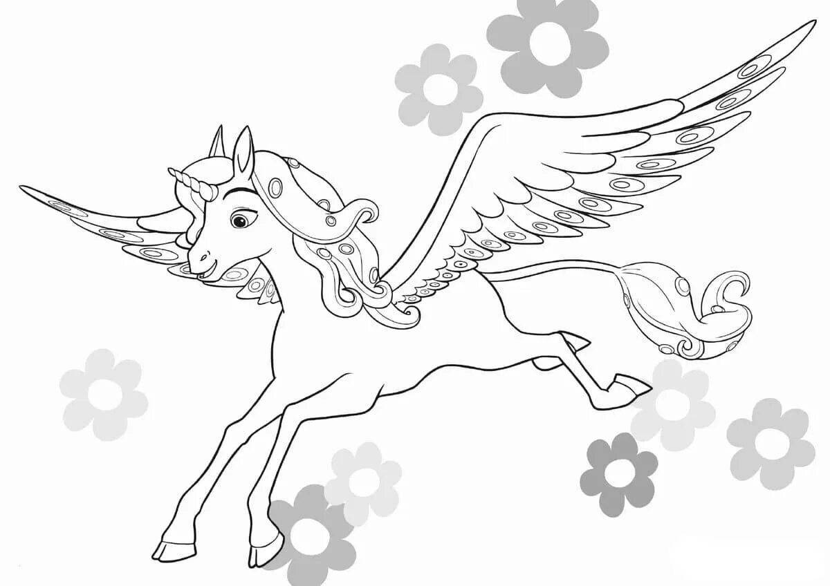 Coloring dreamy flying unicorns