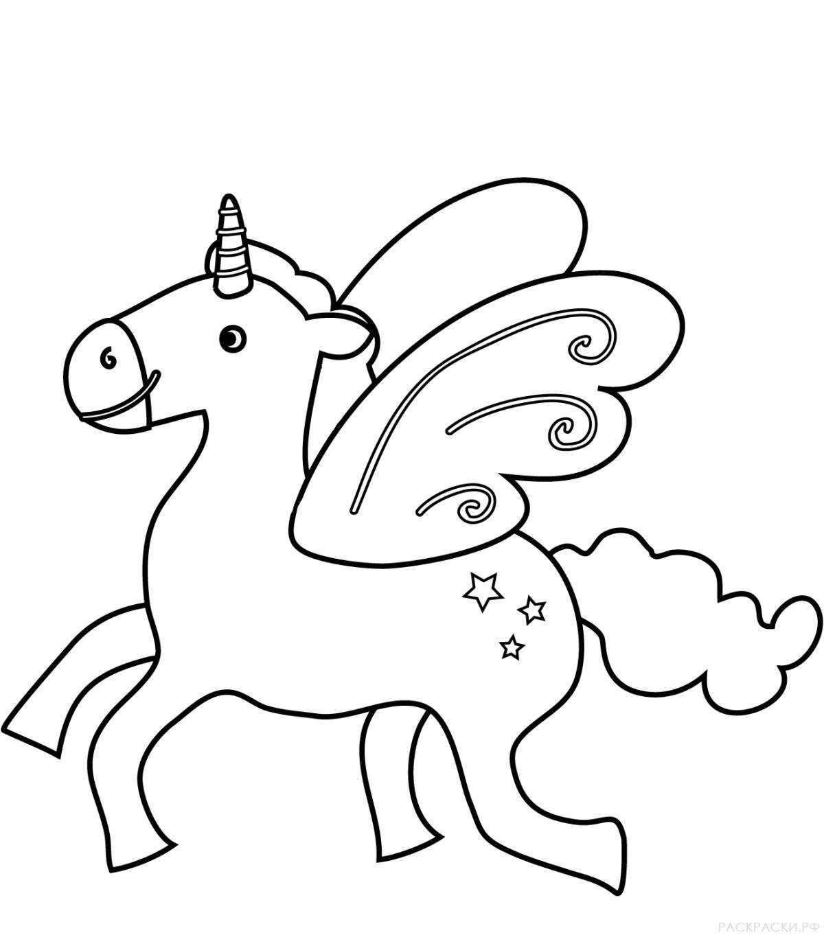 Coloring page magical flying unicorns