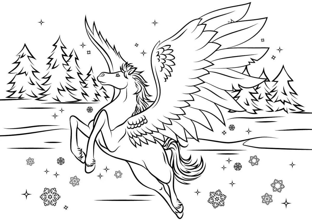Flying flying unicorns coloring page