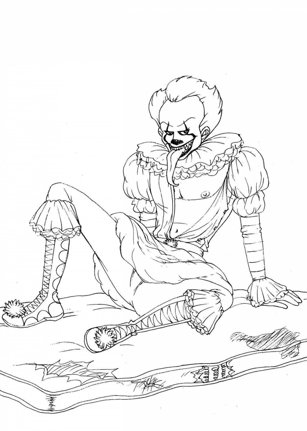 Coloring page charming clown penivals