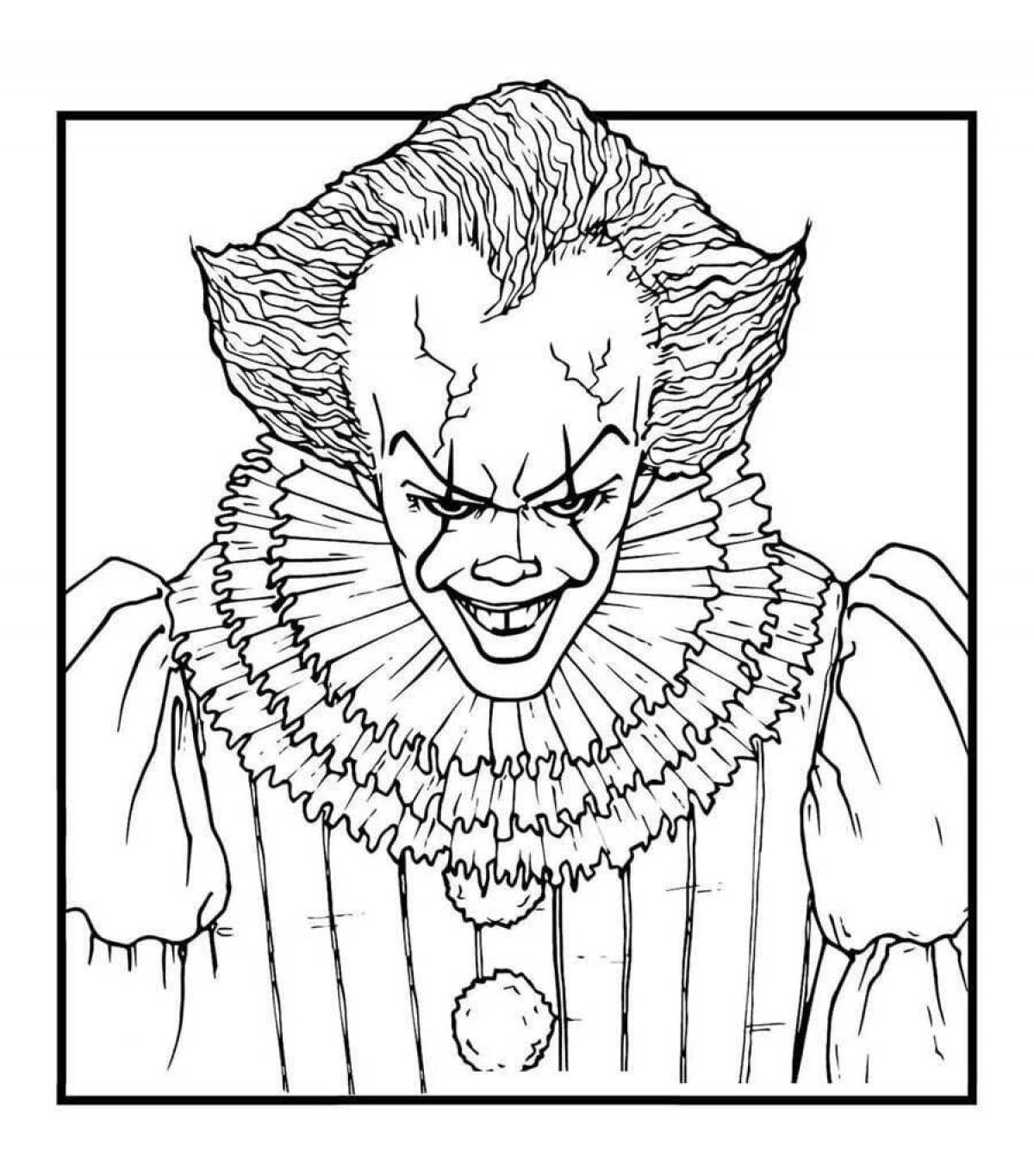 Coloring book glowing clowns