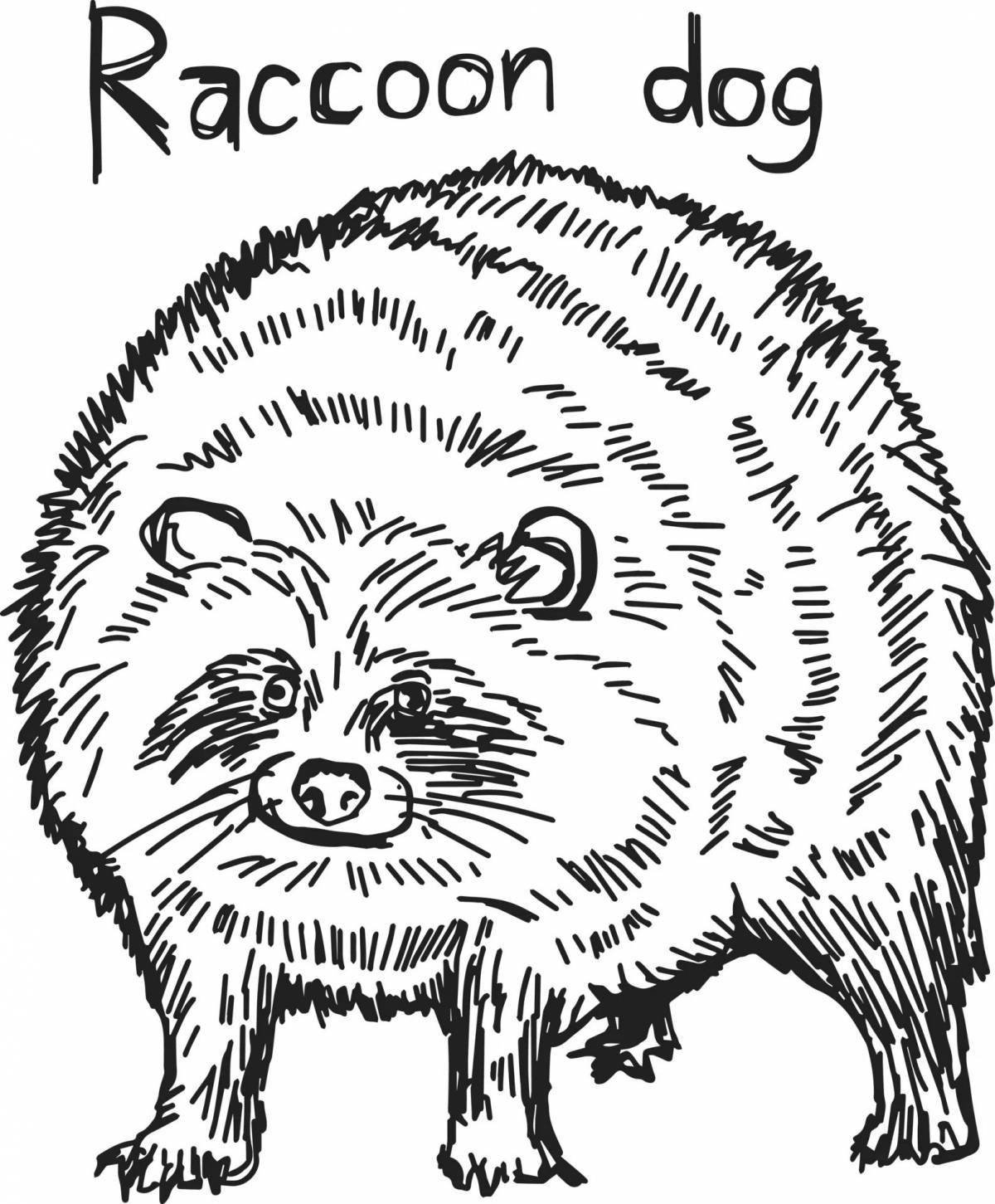 Adorable raccoon dog coloring page