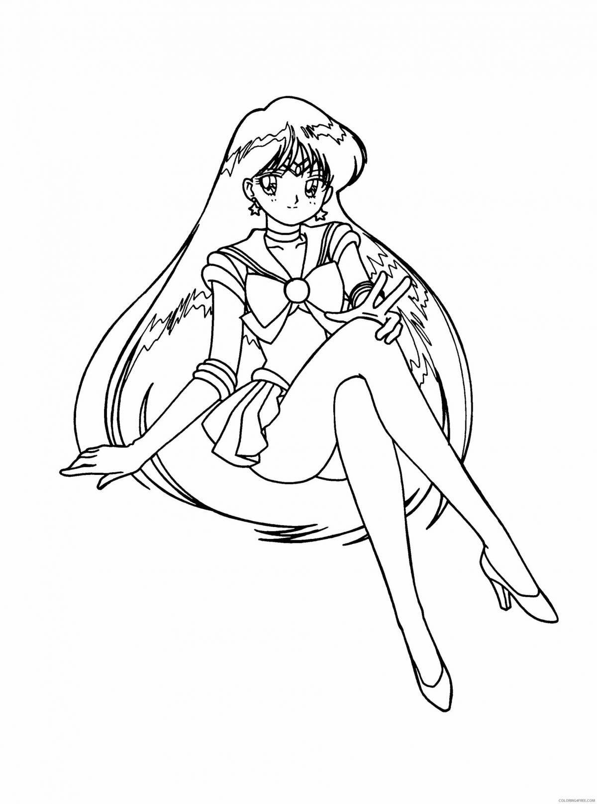 Sailor mars glitter coloring book