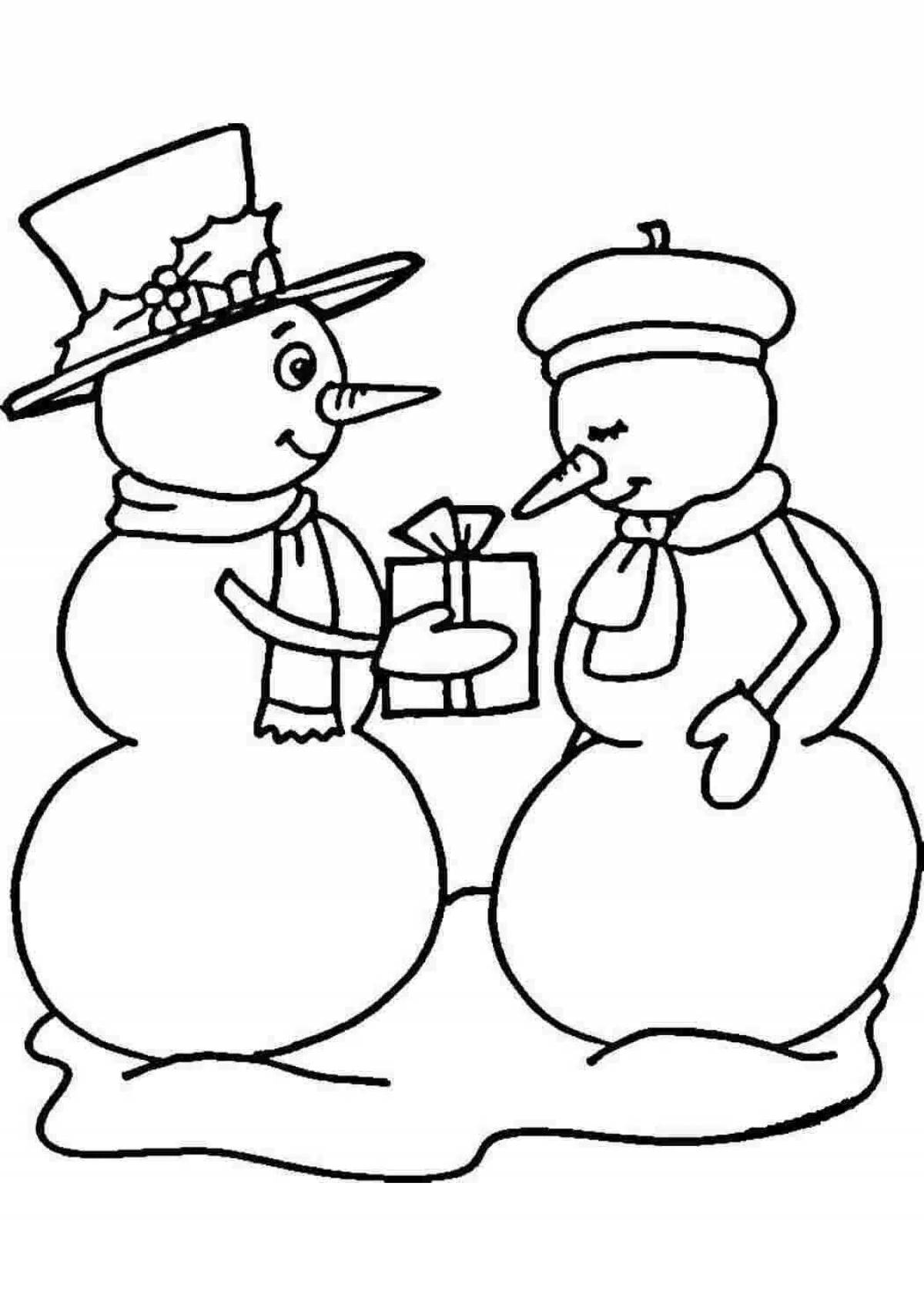 Coloring book joyful snowman day