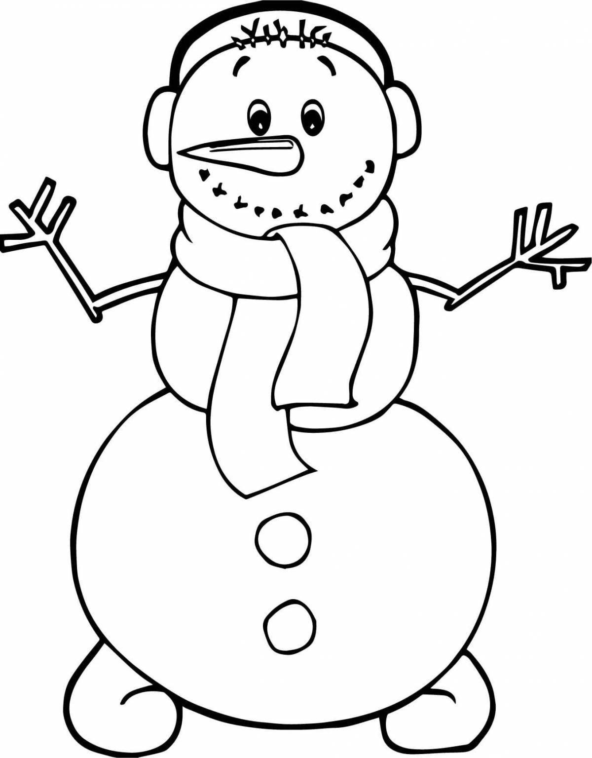 Coloring day bright snowman