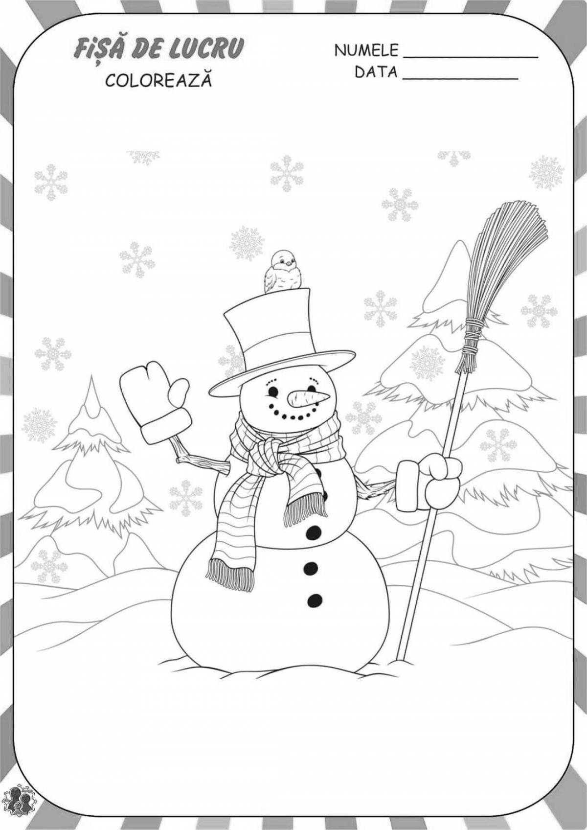 Snowman day coloring page