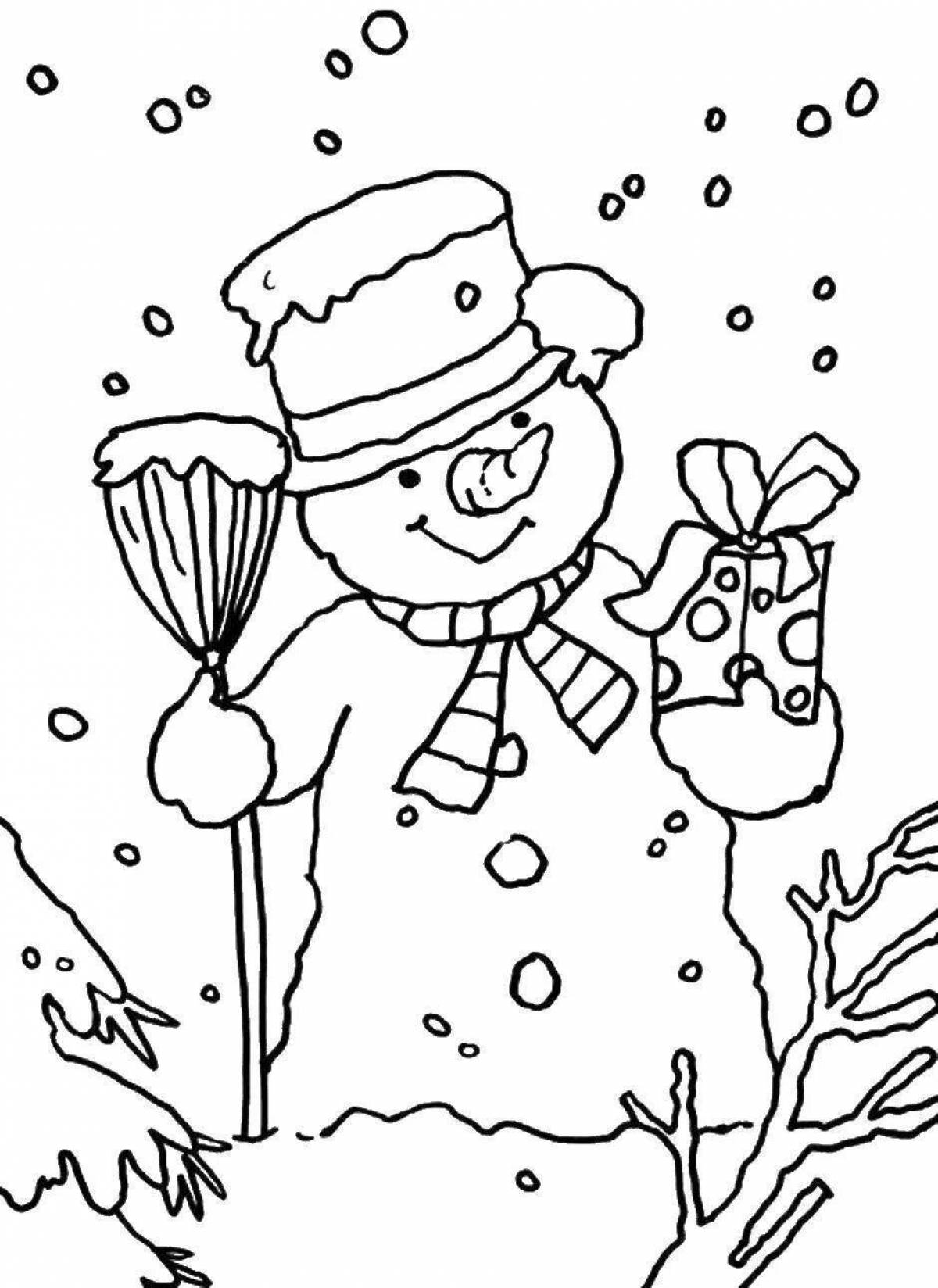 Exquisite snowman day coloring book