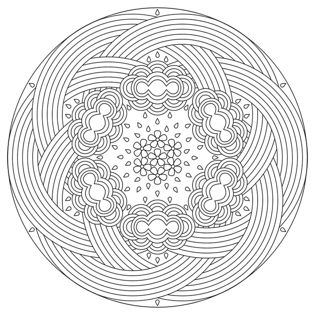 Calming anti-stress circle coloring page