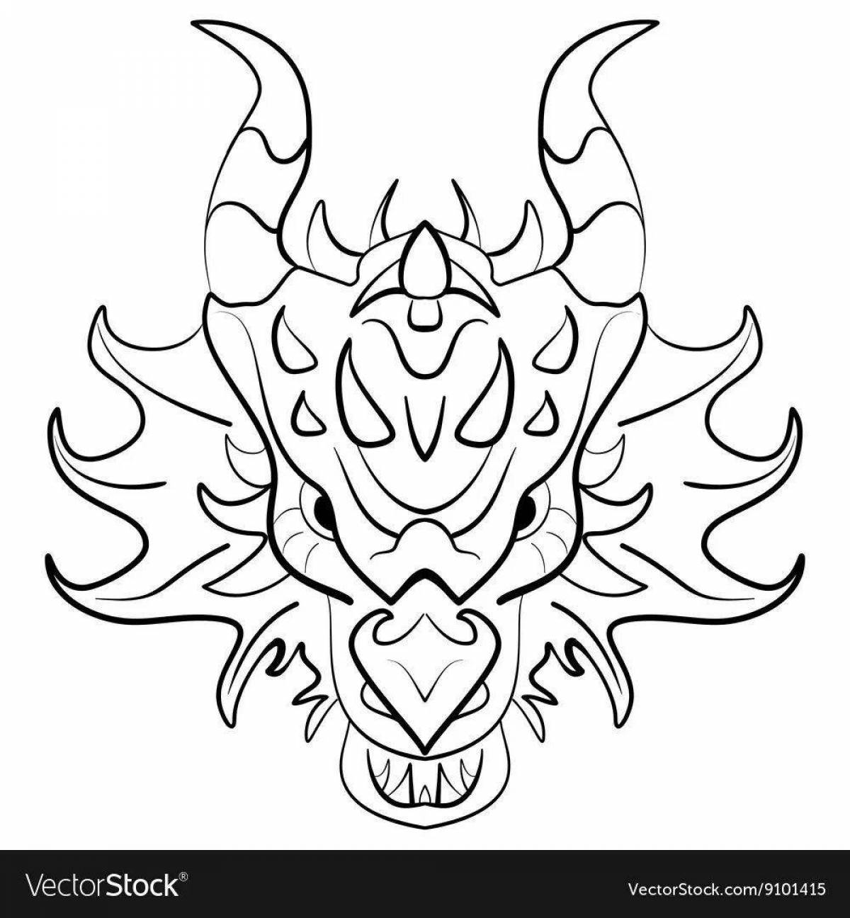 Scary dragon head coloring book