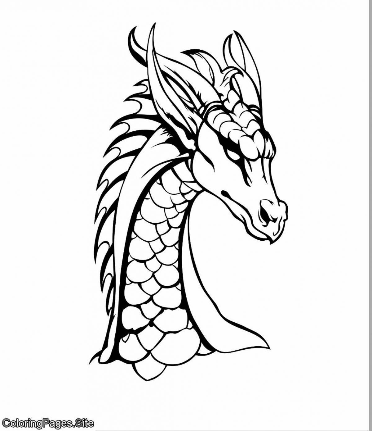 Elegant dragon head coloring book
