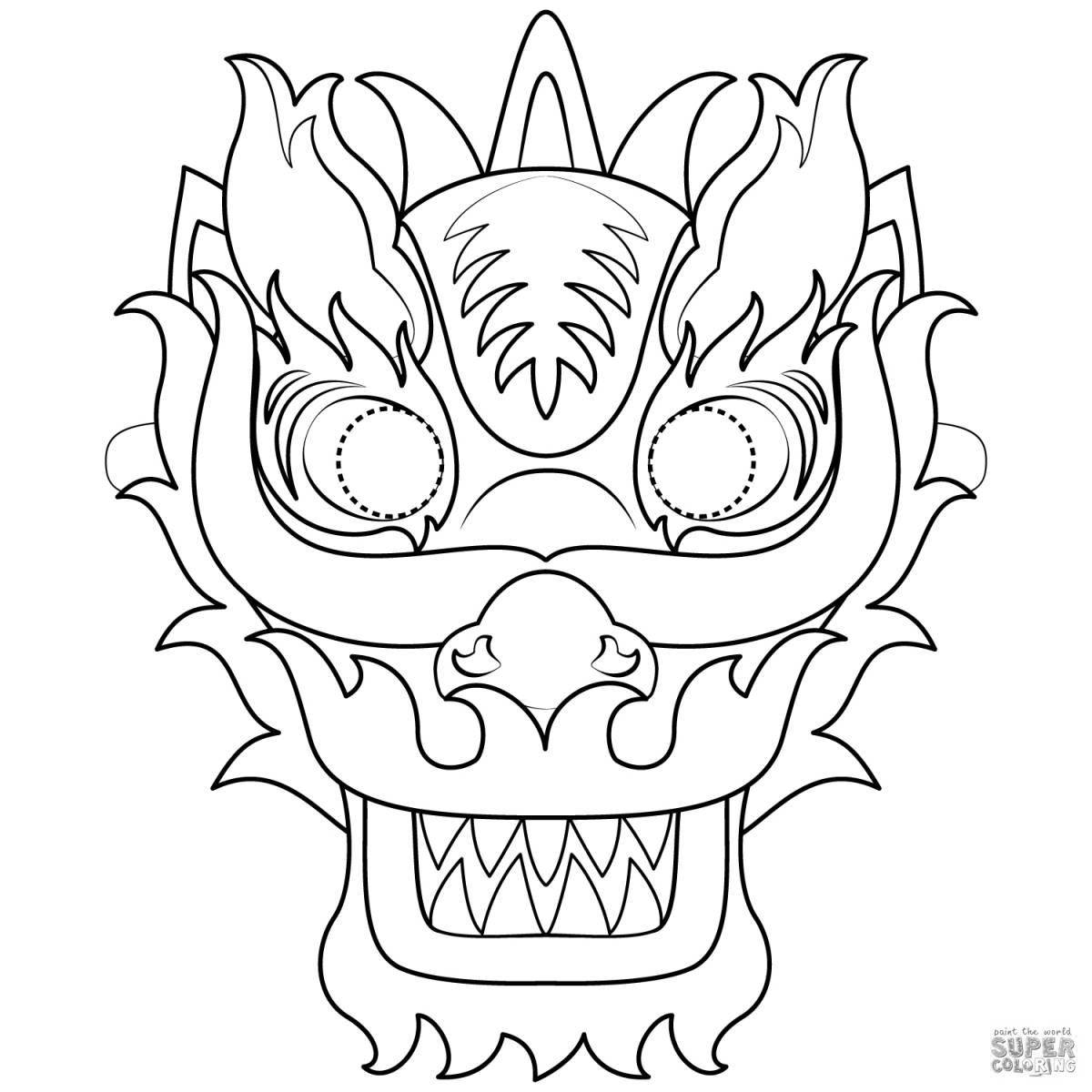 Decorated dragon head coloring book