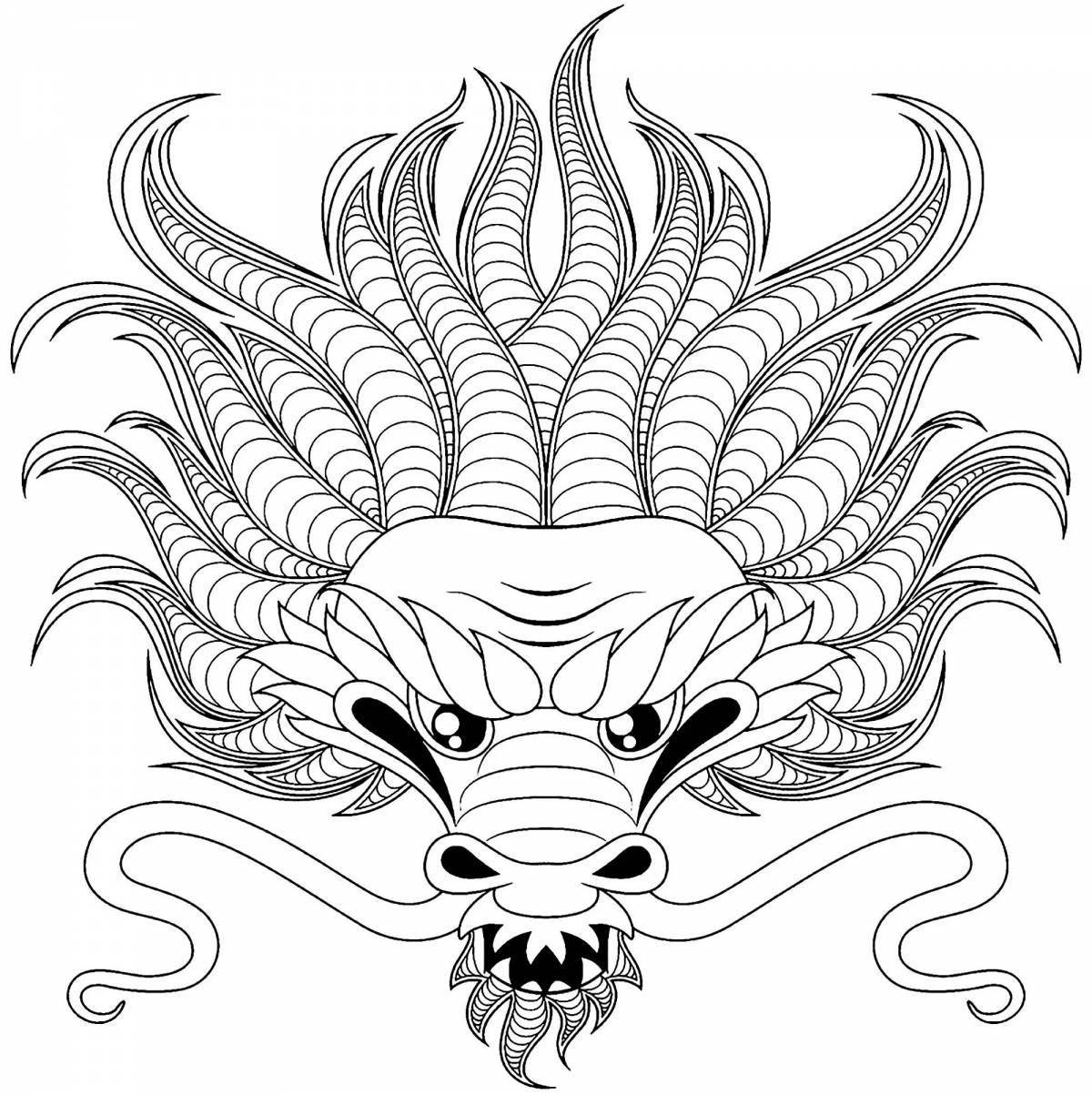 Exotic coloring dragon head