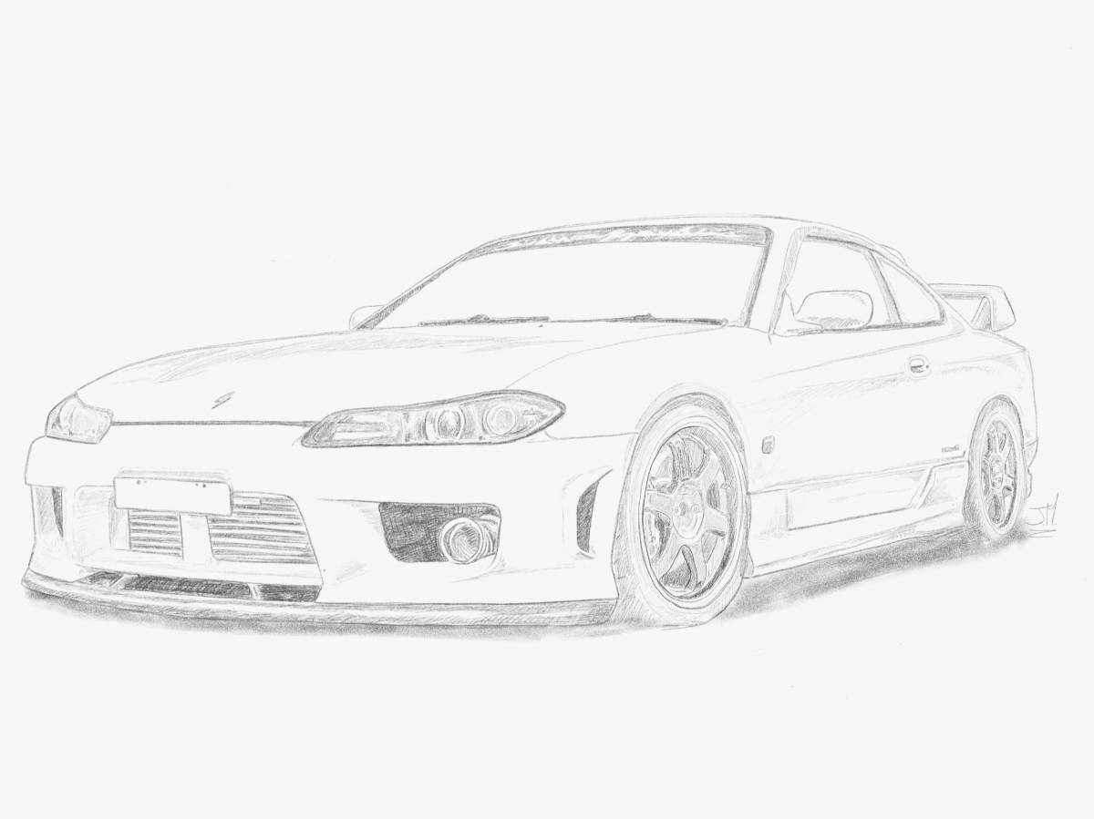 Яркая раскраска nissan silvia