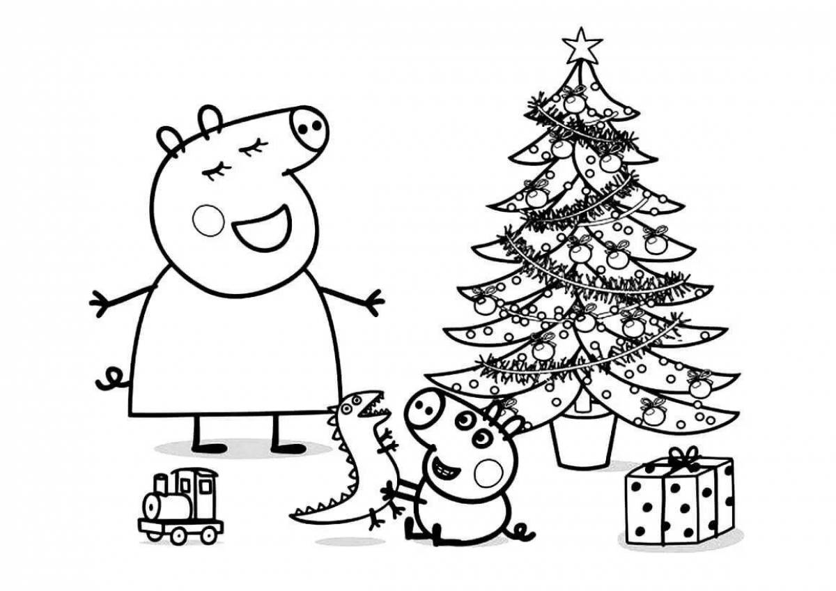 Coloring page playful mother pig