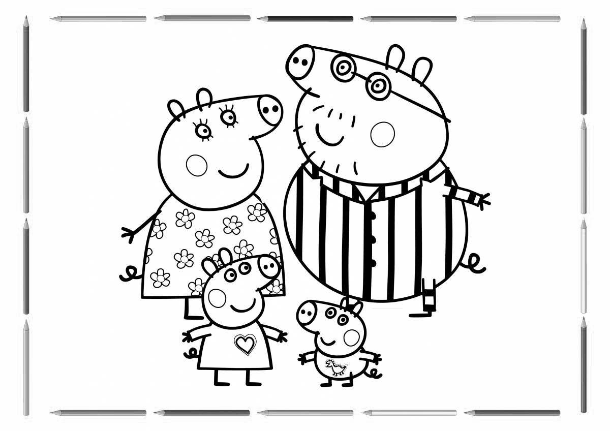 Coloring page adorable mother pig