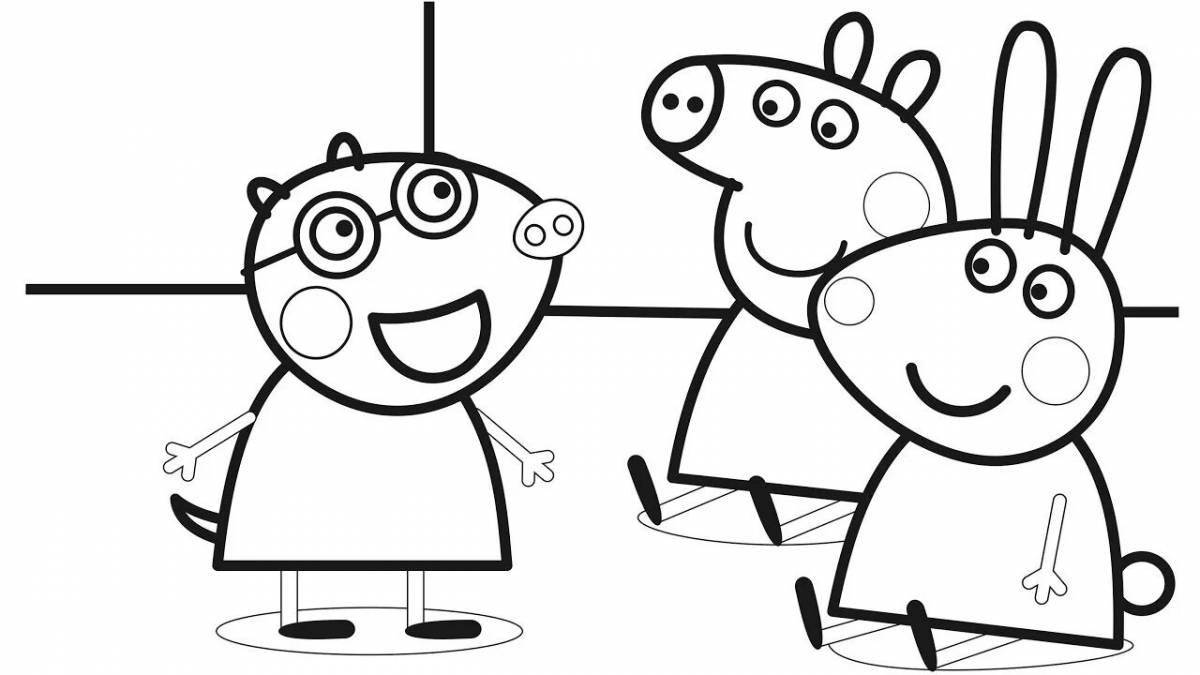 Coloring page blissful mother pig