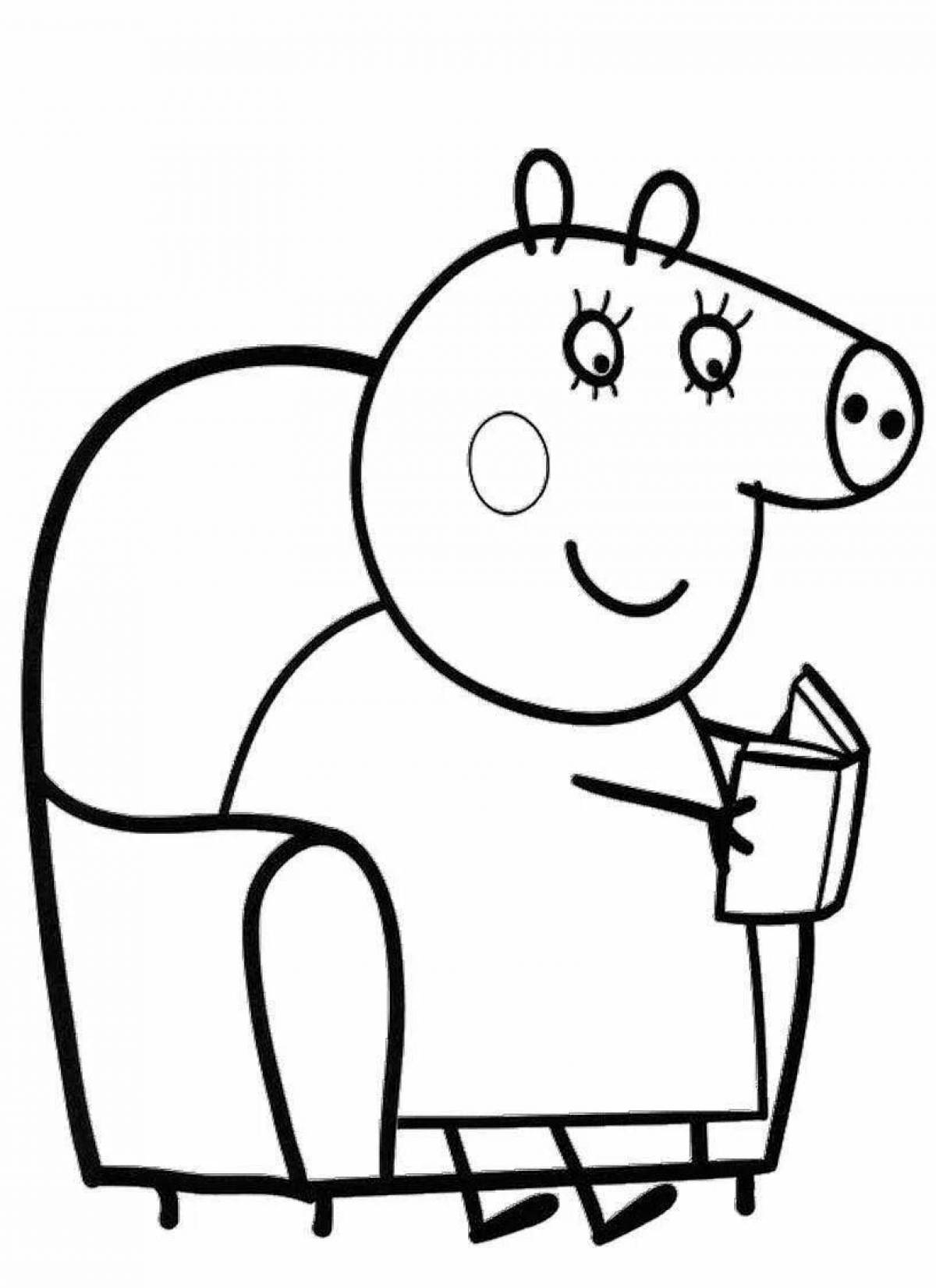 Colorful pig coloring page
