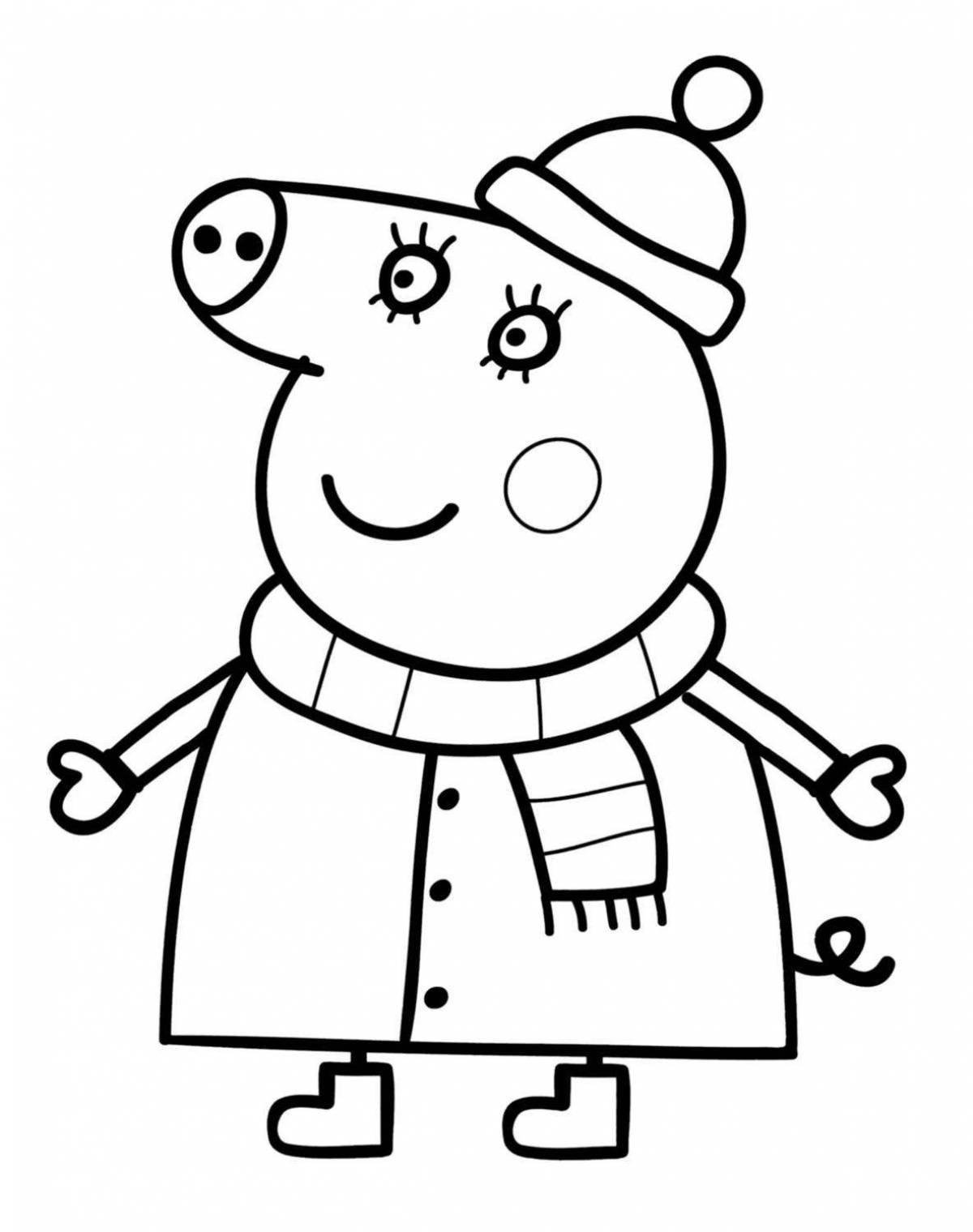 Coloring page cheerful mother pig