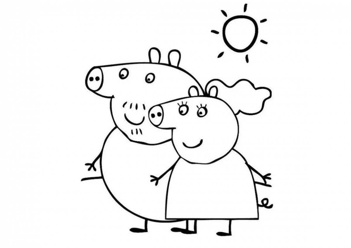 Coloring page adorable mother pig