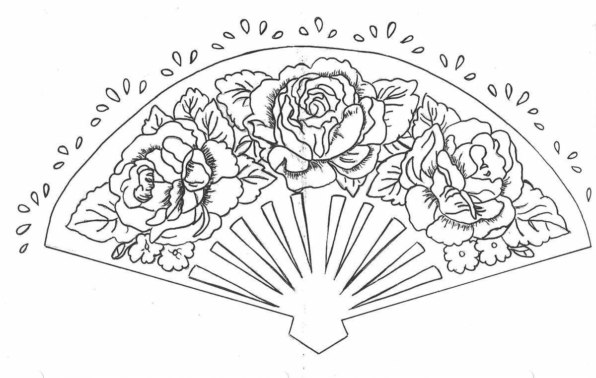 Japanese fan colorful coloring page